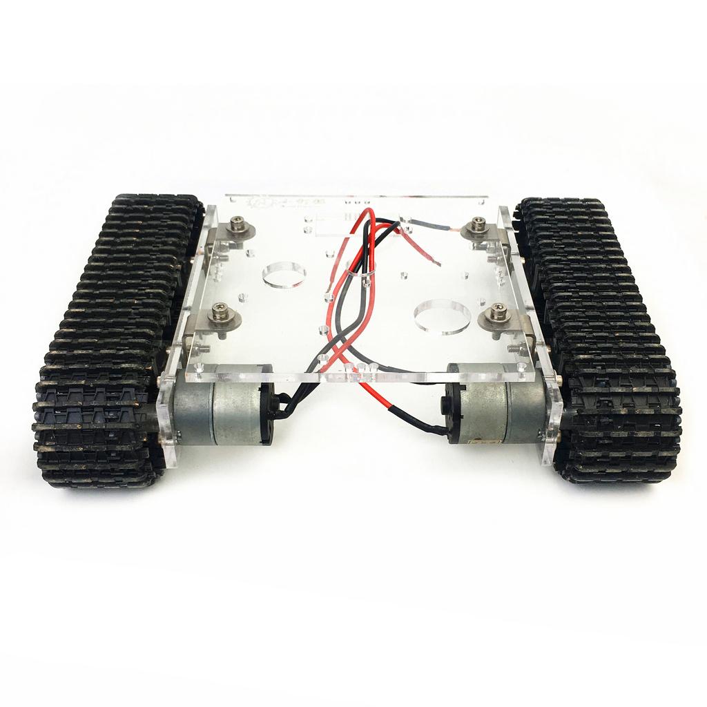 Robot Car Kit - ชุดของเล่นวิทยาศาสตร์ DIY หุ่นยนต์แชสซีรถถัง โครงสร้างอะลูมิเนียมผสมอะคริลิก สำหรับการทดลองเพื่อการศึกษา