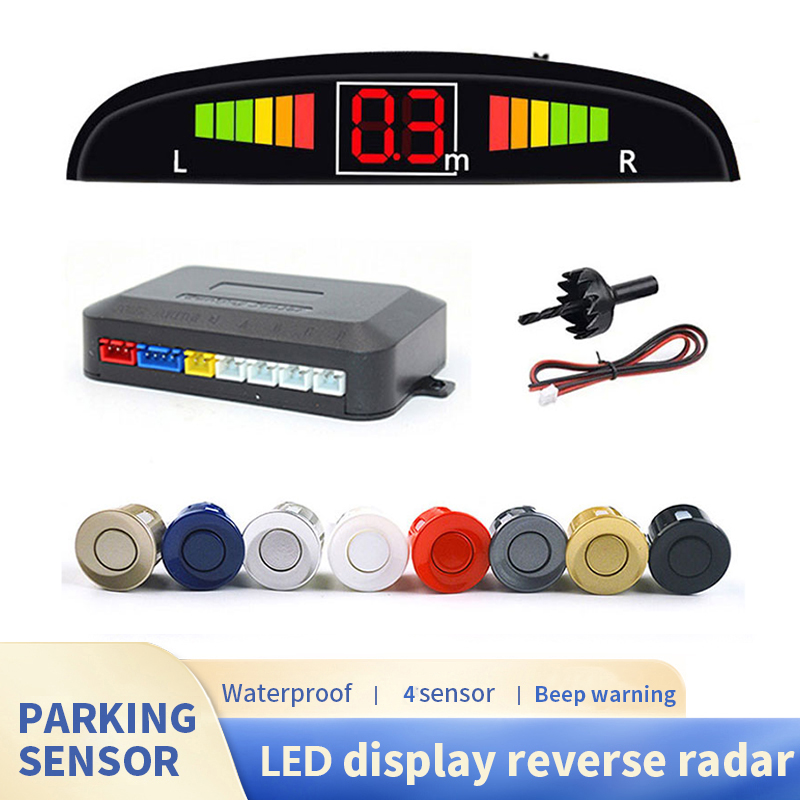 Infrared Obstacle Sensor - ชุดเซ็นเซอร์จอดรถแบบดิจิตอล LED พร้อมจอแสดงผลและสวิตช์ 4 เซ็นเซอร์ ขนาด