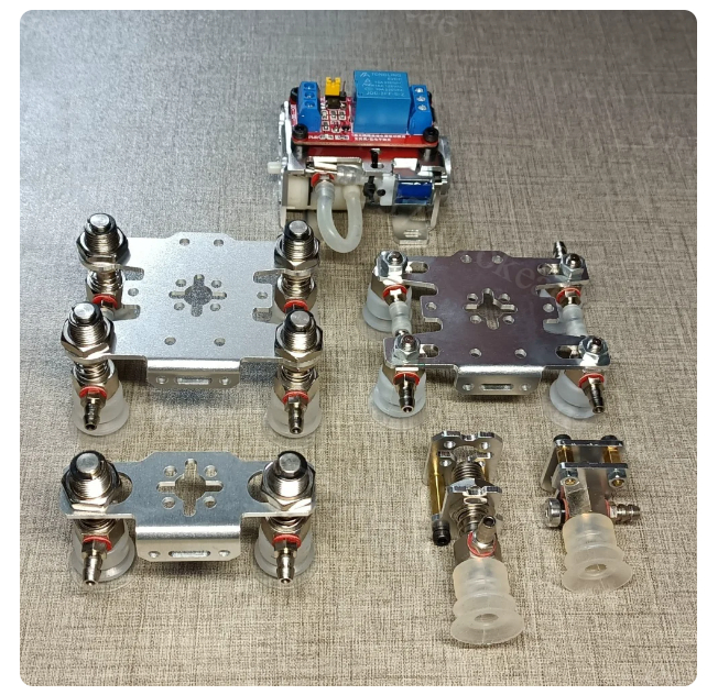 Robot Gripper Claw - อุปกรณ์จับยึดแบบหุ่นยนต์ขนาดใหญ่ พร้อมถ้วยดูดและปั๊มสุญญากาศที่ควบคุมด้วยรีเลย์ อุปกรณ์เสริมสำหรับหุ่นยนต์ Arduino ชุด DIY