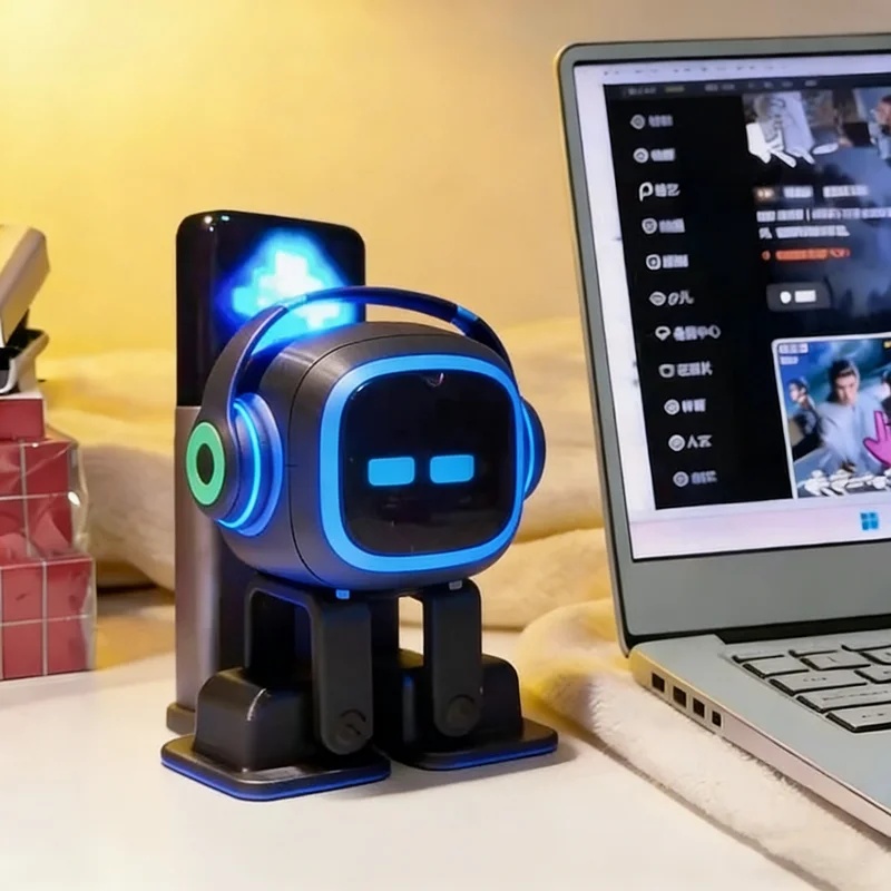 Ros Robot - หุ่นยนต์ EMO AI รุ่นใหม่ หุ่นยนต์โต๊ะทำงานแบบโต้ตอบ พร้อมสเก็ตบอร์ดชาร์จไฟได้