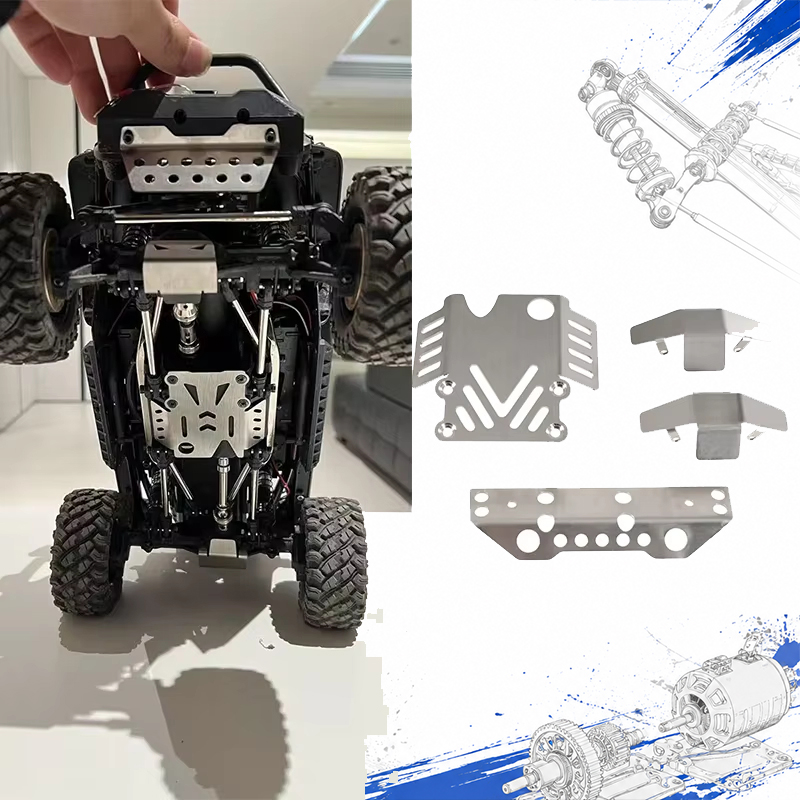 Robot Car Kit - ชุดอุปกรณ์ป้องกันเต็มรูปแบบสำหรับรถบังคับวิทยุ RC ขนาด 1/10 ทำจากสแตนเลส ประกอบด้วยแผ่นเกราะสำหรับแชสซี