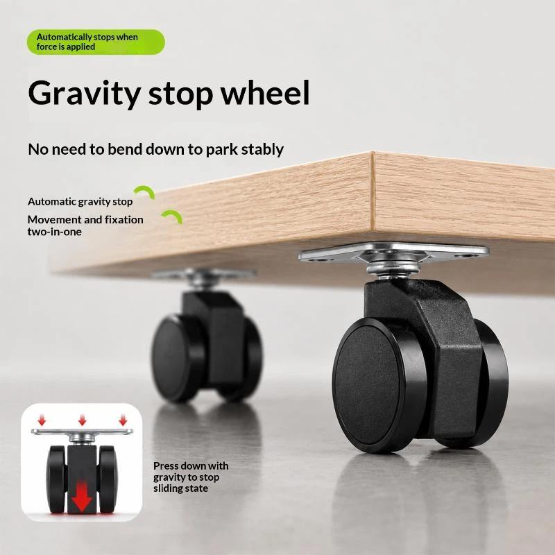 Caster Wheel - ล้อเลื่อนแบบล็อคอัตโนมัติเมื่อมีน้ำหนัก รับน้ำหนักได้ 400 ปอนด์ เหมาะสำหรับเฟอร์นิเจอร์ในบ้าน กล่องเก็บของ
