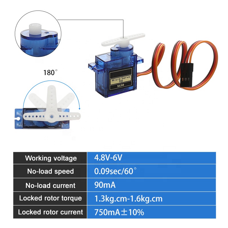 มอเตอร์เซอร์โวขนาดเล็ก 10 ชิ้น - Servo Sg90 บทวิจารณ์และราคา
